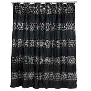 Sinatra Black Bath Accessories Curtain - 70" W x 72" L